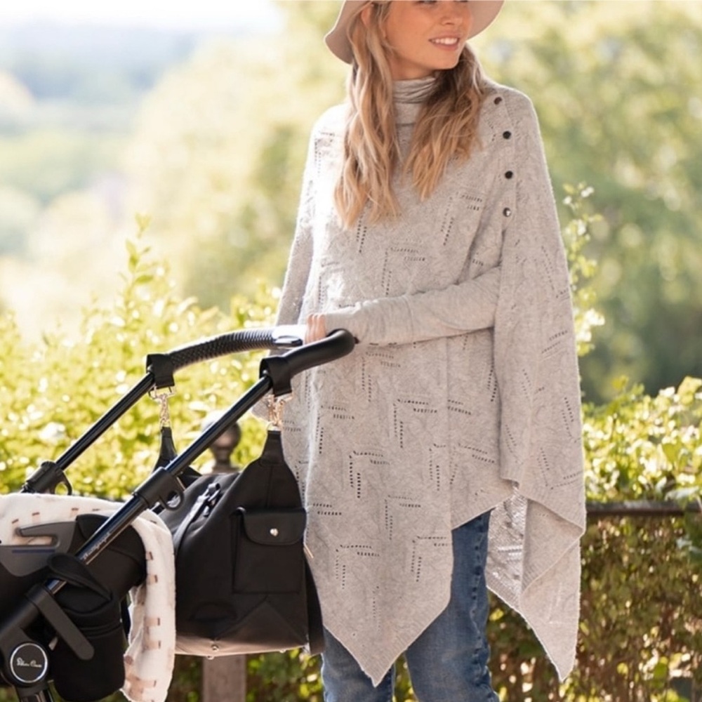 Seraphine Wool Blend Cable-knit Nursing Cover In Gray